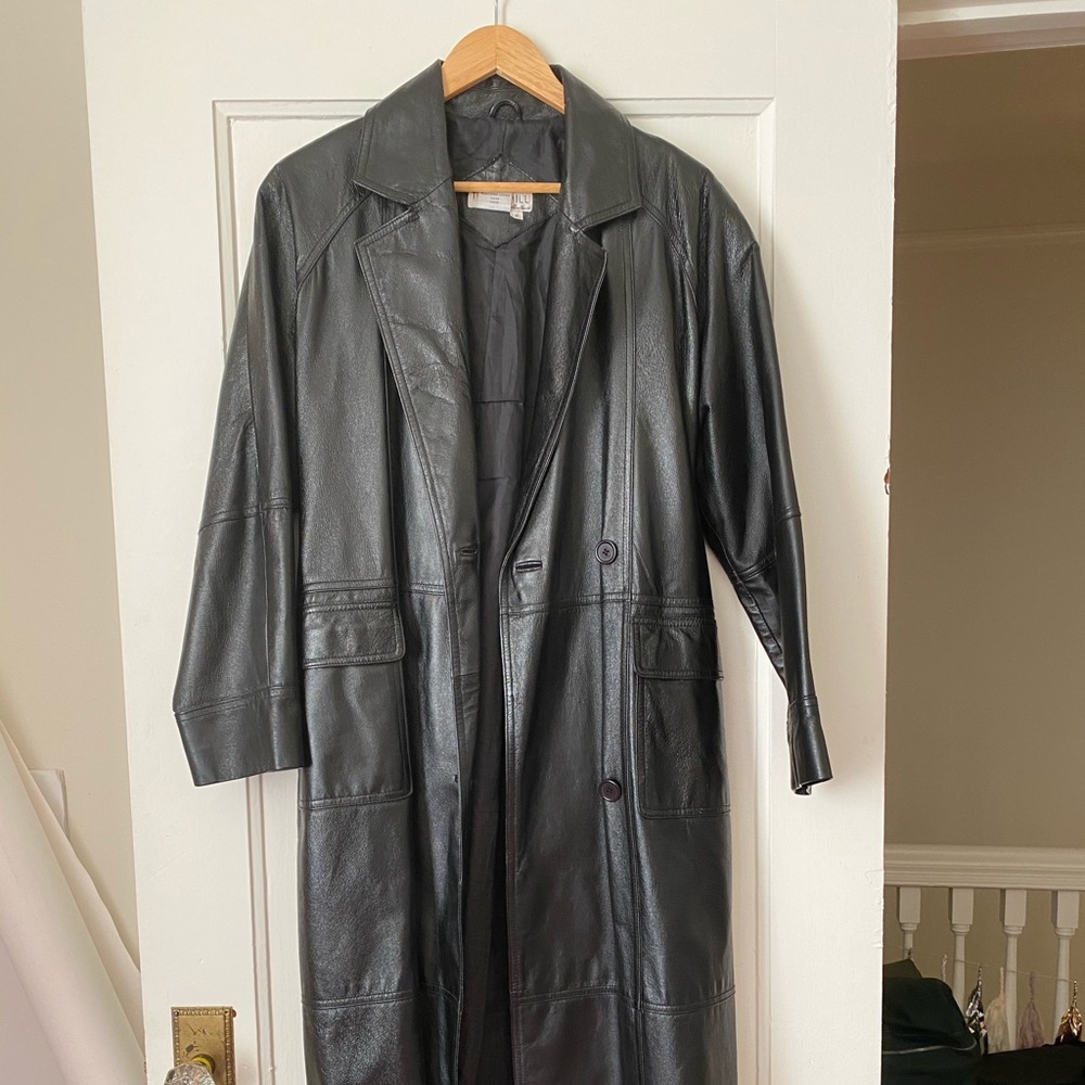 long leather trendy coat!